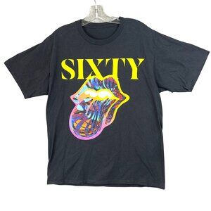 Rolling Stones Sixty Tour Graphic T-Shirt Unisex M Black Psychedelic Tongue